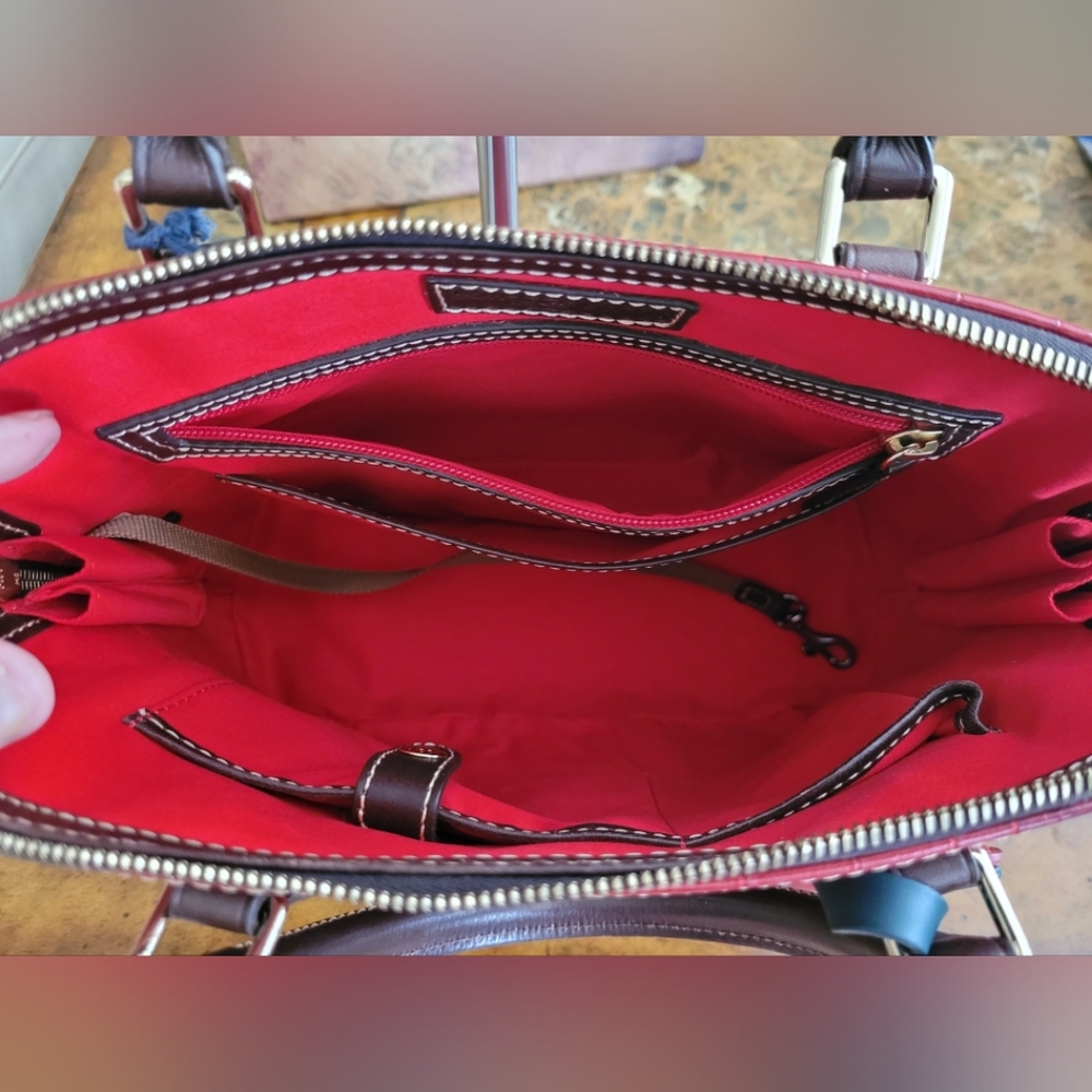 Dooney & Bourke Red Croc-Embossed Leather Satchel - Picture 7 of 11